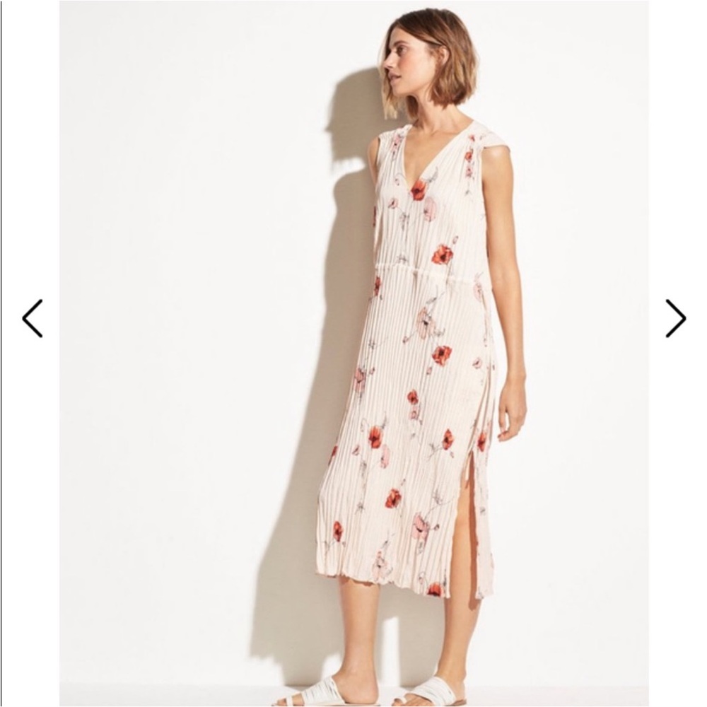 Vince tossed poppies pleated dress